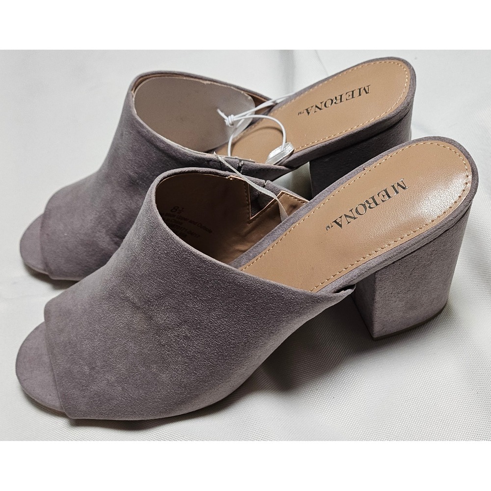 Merona DIDI Gray Suede Block Heel Mule Shoes Women's Size 8.5 New - Picture 9 of 14